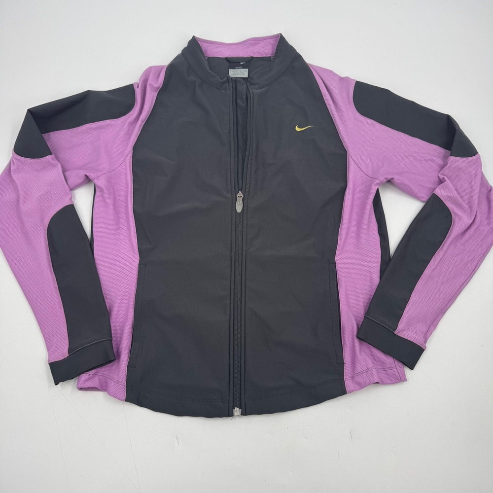 Nike Dri Fit Girls Track Jacket Lavender Black Athletic Zip Up Size L 12 -4